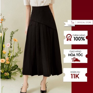 Chân váy dài xếp ly đáp ngoài tiinstore chd079
