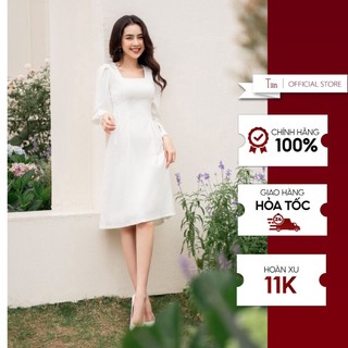 Váy cổ vuông dáng a thân chiết ly tiinstore v0t512