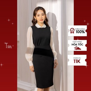 Áo sơ mi cổ sen phối tay tơ tiinstore ahd427