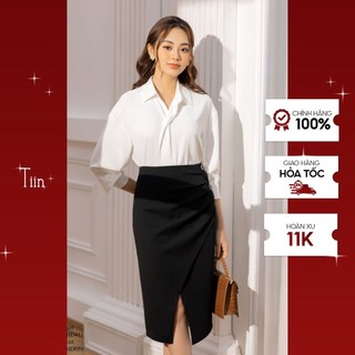 Áo sơ mi cổ đức nẹp liền tay măng sec 2 khuy tiinstore ahd411