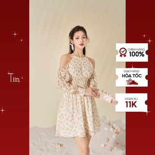 Váy cổ yếm khoét vai chun eo tiinstore vhd854