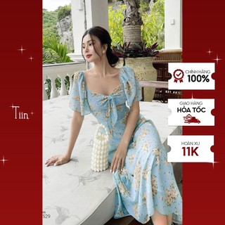 Váy dáng a chun vai nơ ngực tiinstore v0t529