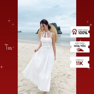 Váy maxi 2 dây cúp ngực tầng xoè tiinstore v0t515