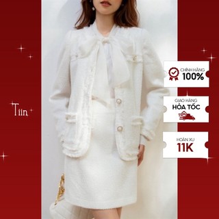 Áo dạ tweed cổ tròn túi vuông rút tua rua tiinstore adk279 chn149