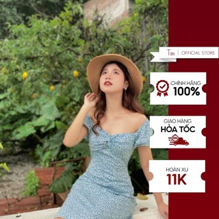 Váy cổ vuông nơ cúp ngực TIINSTORE V0T568