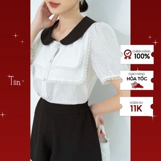 Áo sơ mi cổ sen cúp ngực ren tiinstore ahn376