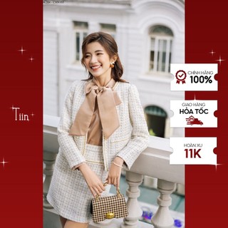 Áo khoác dạ tweed 2 túi trần dây kim tuyến TIINSTORE ADK204