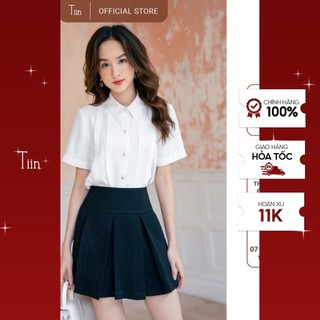 Áo sơ mi cổ đức cộc tay thân trần dọc TIIN STORE AHN301