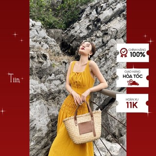 Váy cổ vuông đai eo trần chun tiinstore v0t531