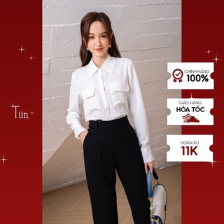 Áo sơ mi cổ đức 2 túi nắp tay măng sec TIINSTORE AHD400