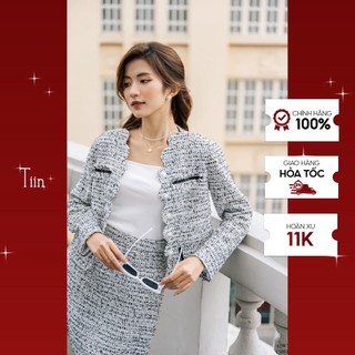 Áo dạ tweed cổ nẹp lượn trần dây nhung ADK218 TIINSTORE