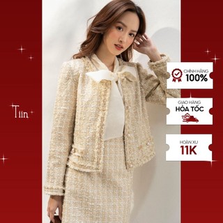 Áo dạ tweed cổ tròn 2 cơi túi phối tua rua tiinstore adk277 chn148