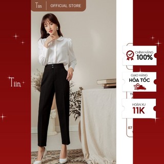 Áo sơ mi cổ sen nhỏ tay măng sec 3 khuy TIIN STORE AHD357