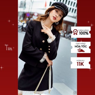 Bộ áo dạ cổ phối bèo voan túi nắp tay khuy TIIN STORE ADK189