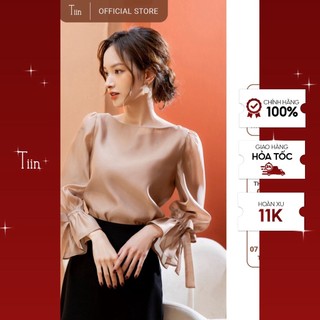 Áo cổ thuyền tay chun loe đính nơ TIIN STORE AHD345