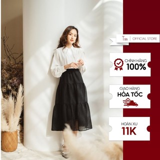 Chân váy dáng dài cạp chun bèo 3 tầng TIIN STORE CHD034