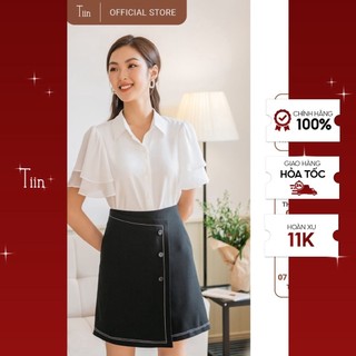 Áo sơ mi cổ đức tay xòe 2 lớp phối voan TIIN STORE AHN222