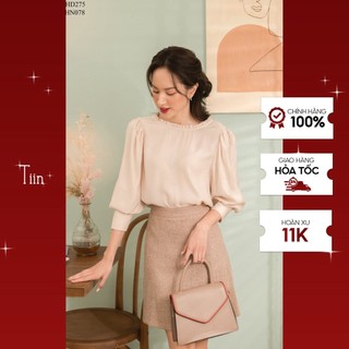 Áo sơ mi cổ viền bèo tay bồng măng sec đôi TIIN STORE AHD275