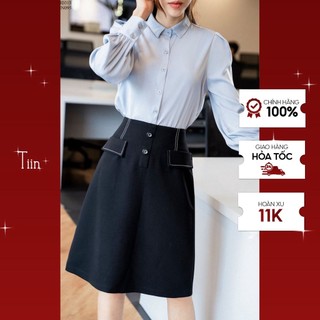 Tiin store chân váy cạp liền 2 nắp túi trần chỉ by tiin chn095