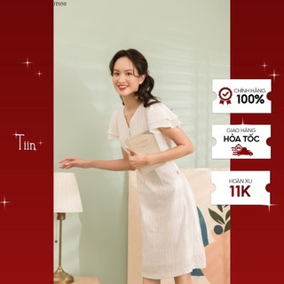 TIIN STORE Váy cổ V tay bèo by Tiin