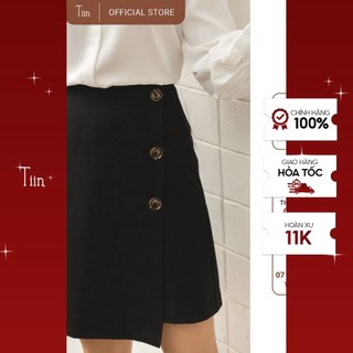 Chân váy cạp liền vạt lệch 3 khuy TIIN STORE CHN073