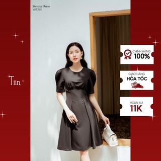Váy công sở cổ tròn chiết ly ngực TIIN STORE V0T395