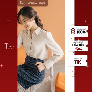 Áo sơ mi cổ đức nẹp giấu khuy măng sec đôi TIIN STORE AHD283