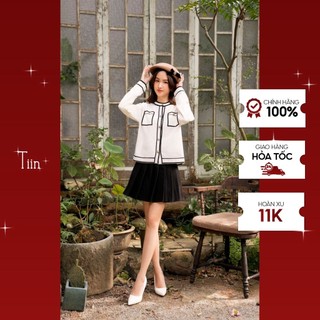 Chân váy da lộn xoè xếp ly cạp liền tiinstore g21139