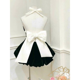 ĐẦM NHUNG CỔ YẾM NƠ LƯNG ( được kiểm tra hàng)