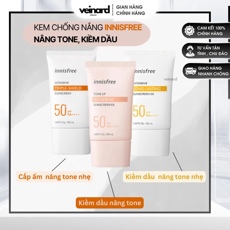 Kem Chống Nắng Nâng Tone, Kiềm Dầu Innisfree Tone Up No Sebum / Intensive Triple-Shield 50ml