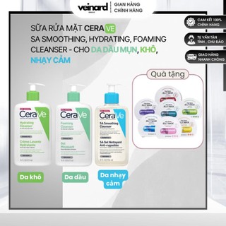 Sữa rửa mặt cerave sa smoothing, hydrating, foaming cleanser - cho da dầu mụn, khô, nhạy cảm 88ml – 236ml – 473ml
