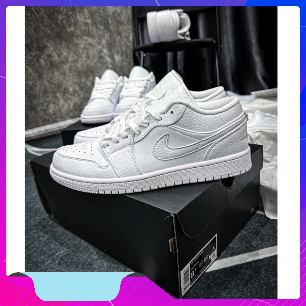 Giày Sneaker JD Full Trắng 1 Low All White - Giày Sneaker Thể Thao Cổ Thấp xám xanh, full trắng Cao Cấp Full size