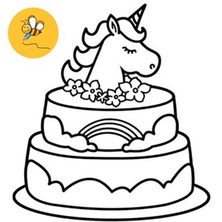 Bánh Kem Unicorn - Set 10 Tờ Tranh Tô Màu A4 A5 Dành Cho Màu Sáp, Màu Chì - MANGA ANIME COMIC Tô màu