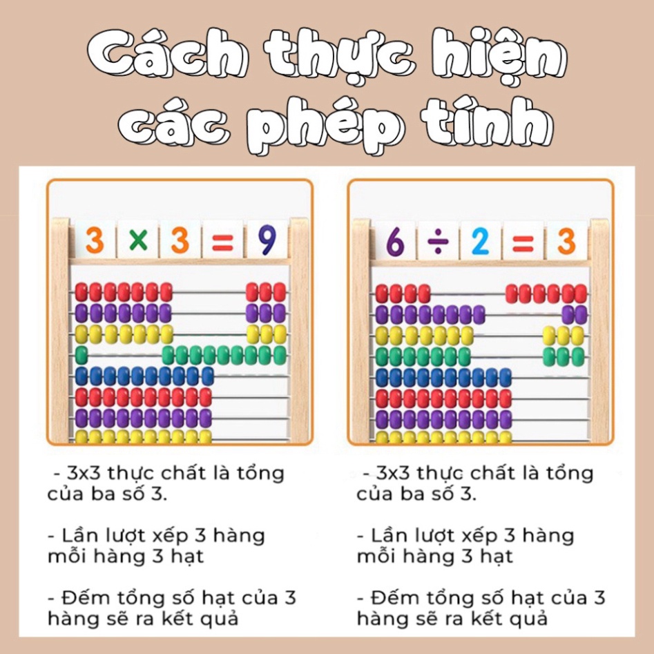 Đồ chơi trí tuệ bảng tính thông minh tặng kèm 100 thẻ số và 100 que tính nhiều màu cho bé