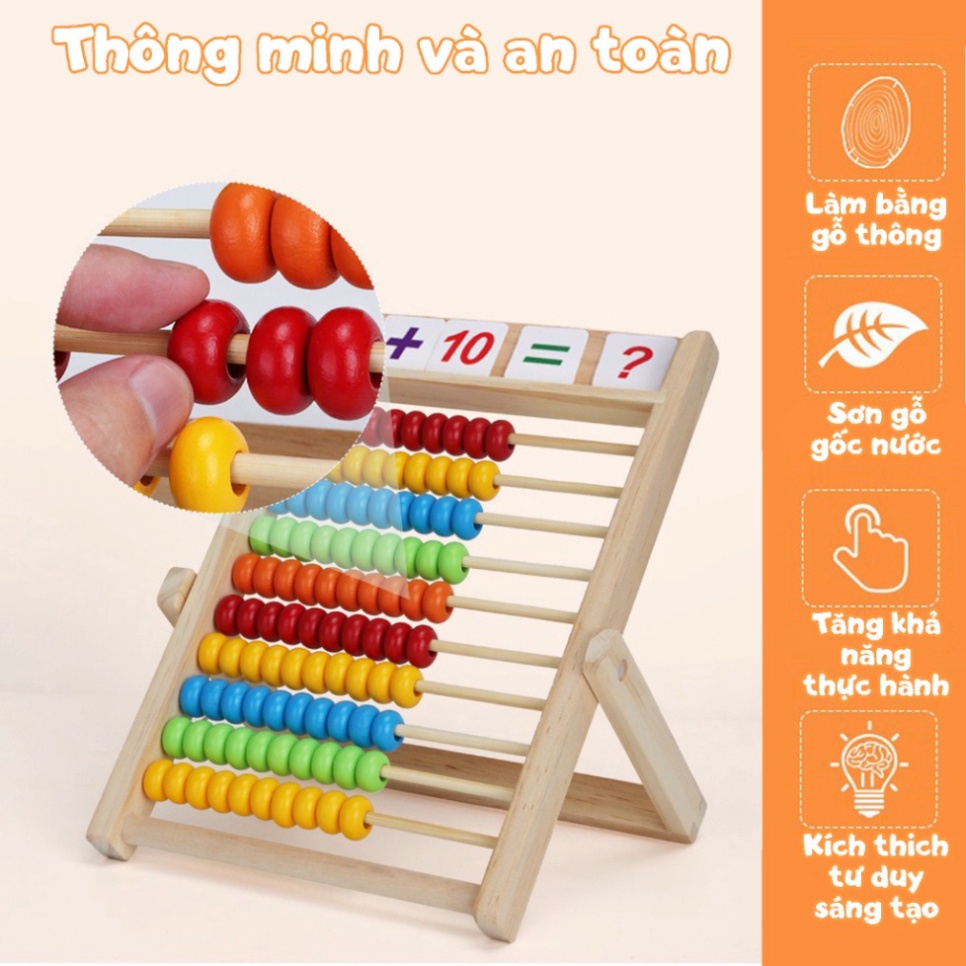 Đồ chơi trí tuệ bảng tính thông minh tặng kèm 100 thẻ số và 100 que tính nhiều màu cho bé