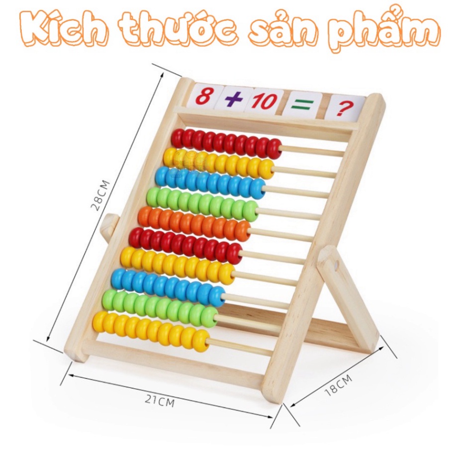 Đồ chơi trí tuệ bảng tính thông minh tặng kèm 100 thẻ số và 100 que tính nhiều màu cho bé