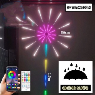 Đèn led pháo hoa ngoài trời, chống nước full size kết nối Bluetooth màu ánh sáng đẹp, hiệu ứng pháo hoa