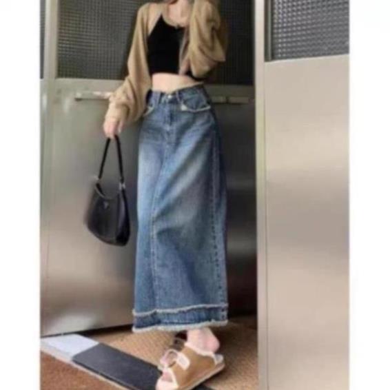 Chân váy jeans dáng dài siêu xinh phù hợp đi học, đi chơi hot hit CV4