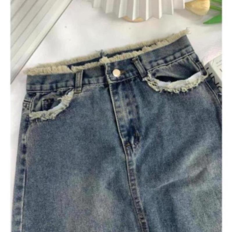 Chân váy jeans dáng dài siêu xinh phù hợp đi học, đi chơi hot hit CV4