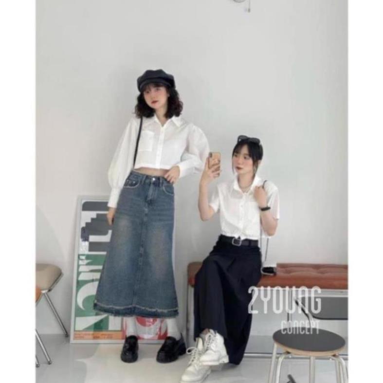 Chân váy jeans dáng dài siêu xinh phù hợp đi học, đi chơi hot hit CV4
