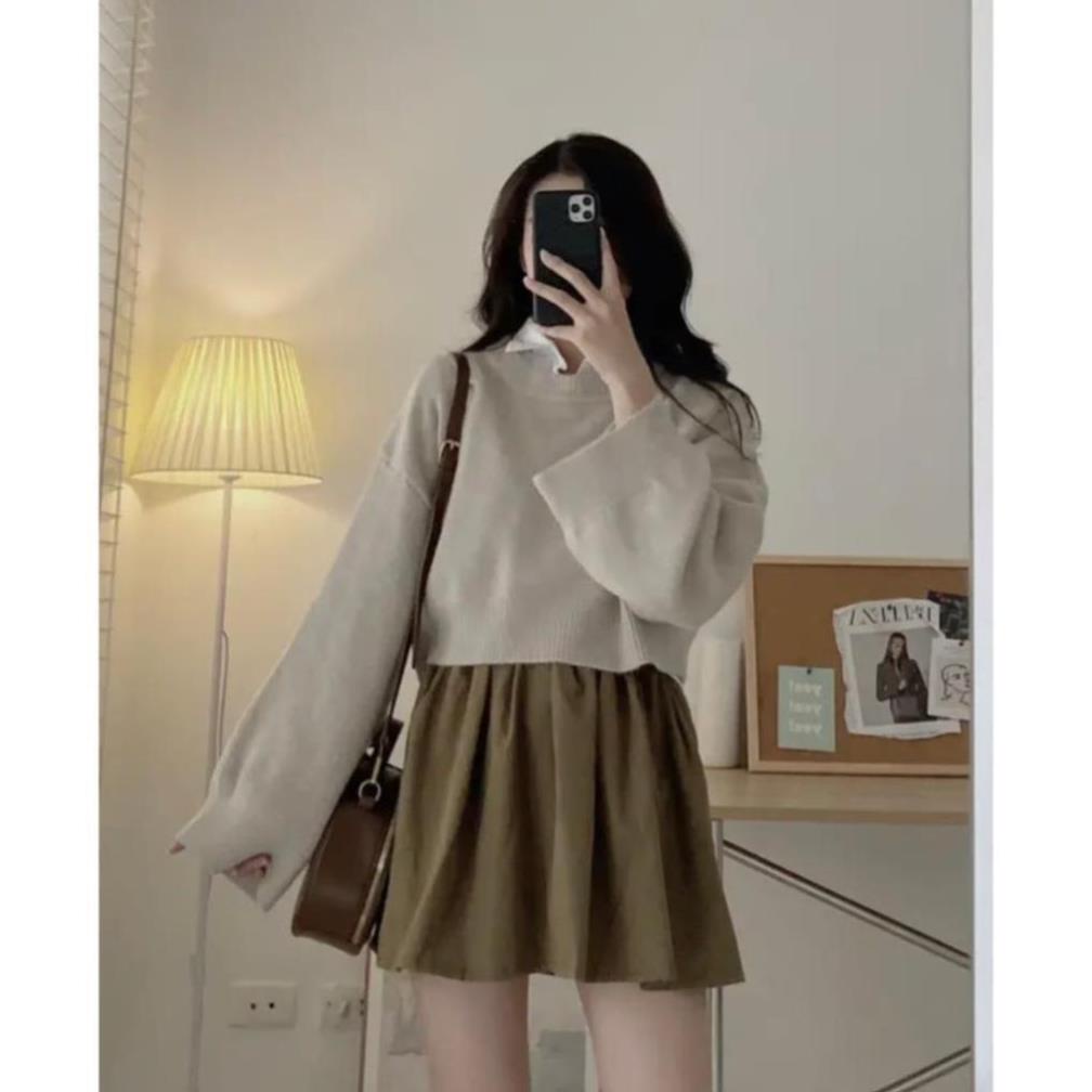 Áo len croptop trơn dài tay AO27