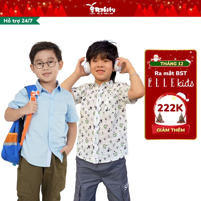Áo sơ mi ngắn tay bé trai Rabity phù hợp cho bé đi học dến trường 93145