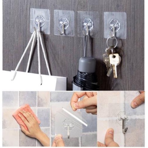 MÓC DÁN TƯỜNG, Móc Dính Cường Lực Thần Thánh Siêu Dính Đa Năng - 6x6 cm