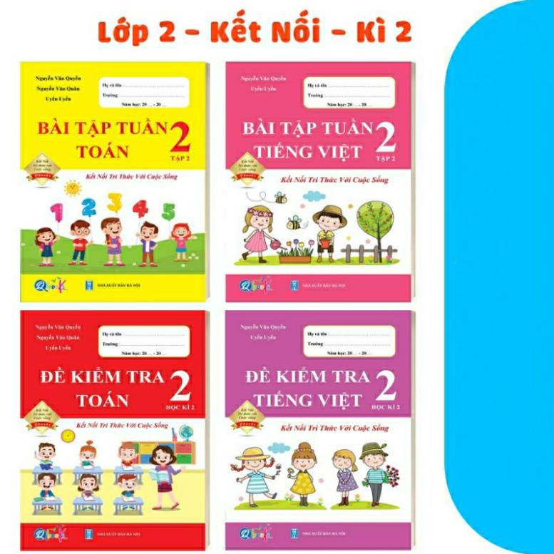 Sách - Combo Đề Kiểm Tra Và Bài Tập Tuần Toán Và Tiếng Việt Lớp 2 - Kết Nối Tri Thức Với Cuộc Sống - Học Kì 2 ( 4 Cuốn )