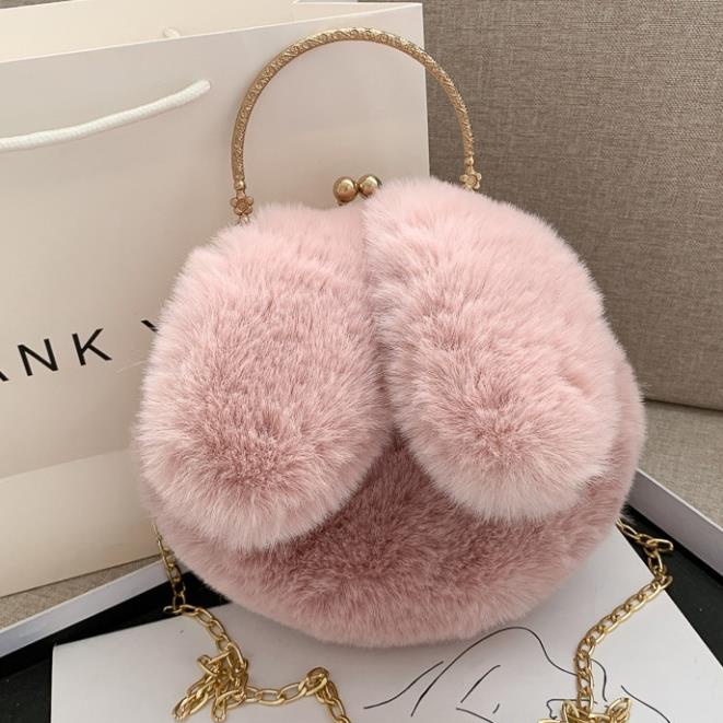 Túi Xách Lông Nhung Form Nhỏ Nhắn Xinh Xắn Thiết Kế Tai Thỏ Siêu Cute TN004