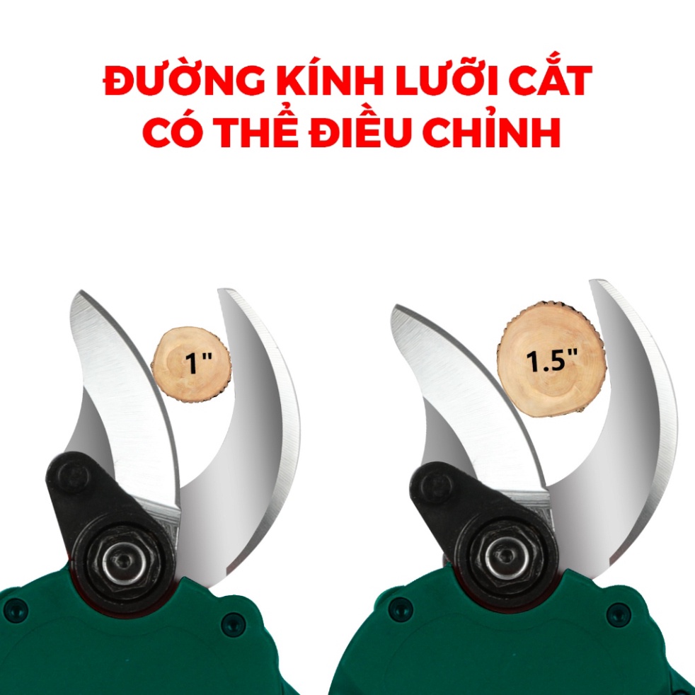 [Chính hãng] Kéo cắt cành dùng pin Himoki HM-CP30BL - Màn hình led báo % Pin -Công tắc bóp - Không chổi than - Lõi Đồng