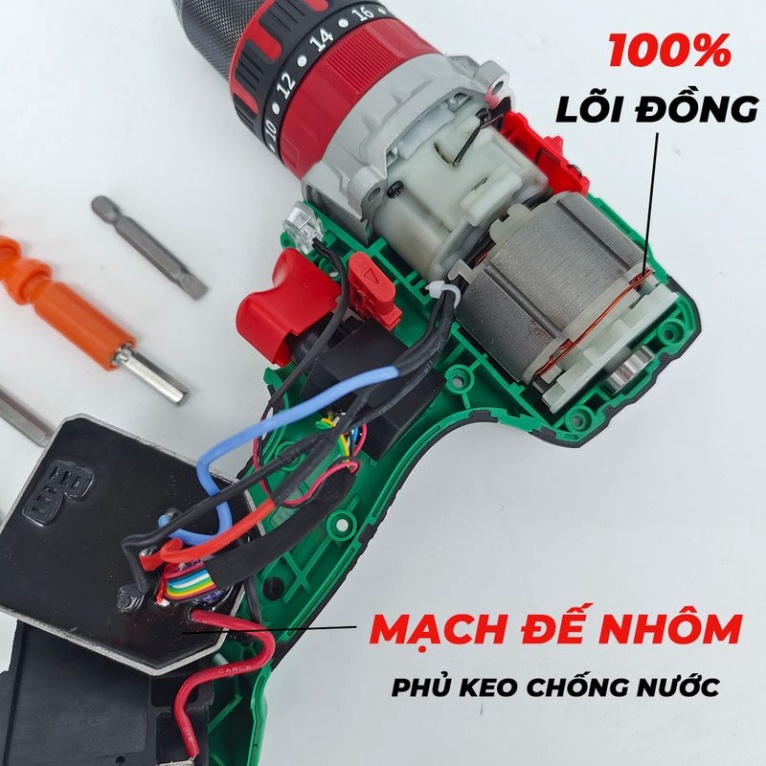 [Chính hãng] Máy Khoan pin HM-ID13100BL 3 chức năng HIMOKI  Không chổi than đầu kẹm 13mm có autolock ruột đồng 100%