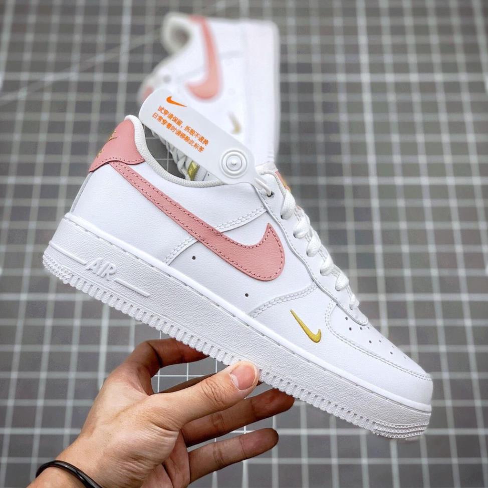 Giày  nữ AF1 Force 1 trắng móc hồng cổ thấp, Giày sneaker AF1 trắng vệt màu hồng đầy đủ bill box