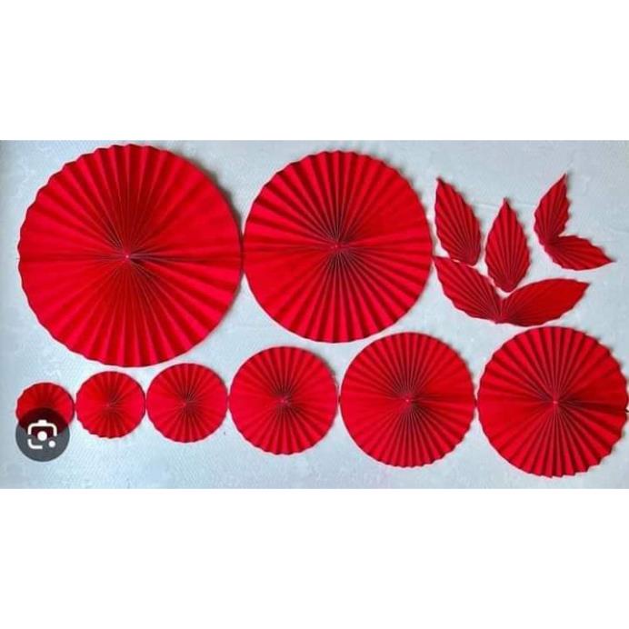 Giấy gấp quạt đỏ nhung trang trí, khổ 55x80cm, có nếp gấp sẵn hàng đẹp Only Store