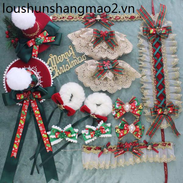 Kẹp Tóc Hình Nón Giáng Sinh lolita Màu Xanh Lá / Đỏ Nhỏ Nhắn Xinh Xắn